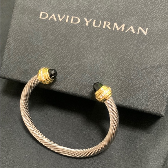 David Yurman Jewelry - David Yurman Silver Cable Bracelet with Gold and Black Accents